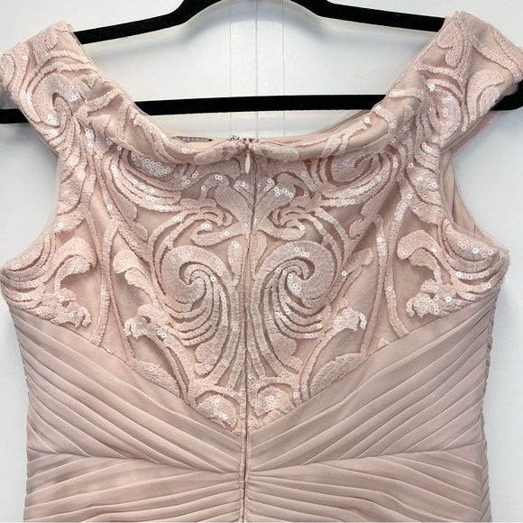 Adrianna Papel Off Shoulder Sequins Tulle Dress Size 8 Blush Pink Party Gown - Picture 11 of 16